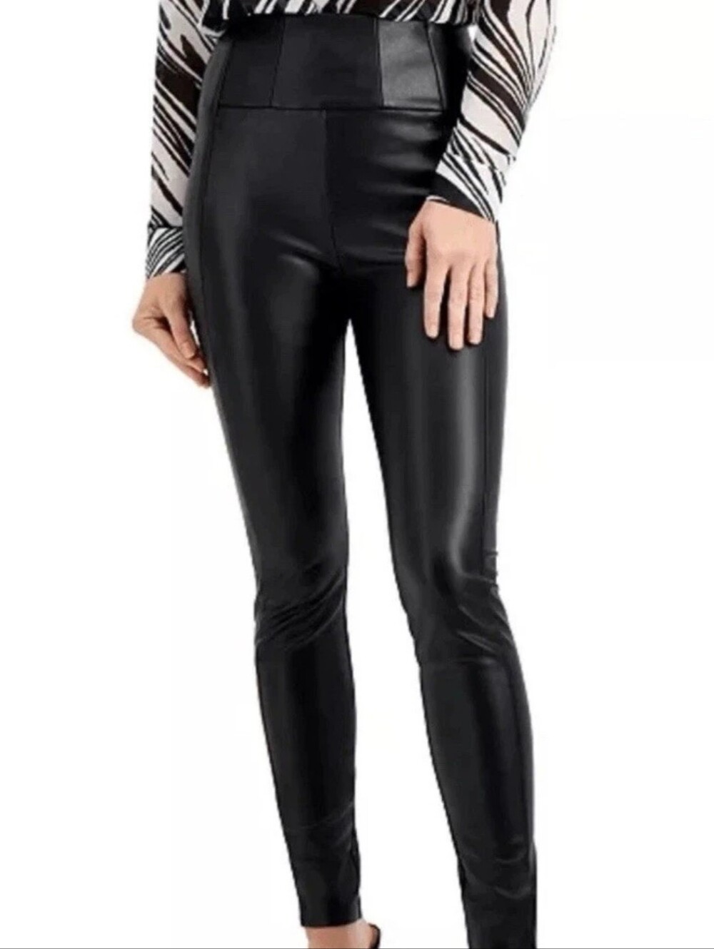 NWT GUESS Mirin Corset Faux-Leather Pants Black Women’s Size Large